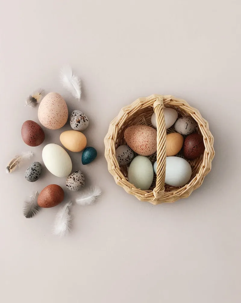 A Dozen Wooden Bird Eggs In A Basket>Moon Picnic Online