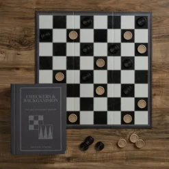 Board Game: Checkers & Backgammon Vintage Bookshelf Edition>WS Game Company Sale