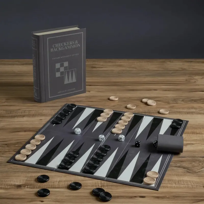Board Game: Checkers & Backgammon Vintage Bookshelf Edition>WS Game Company Sale