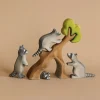Bumbu Wooden Raccoon Family With Tree Set (ships in one week)>Bumbu Toys Outlet