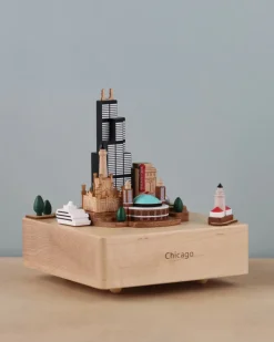 Chicago Wooden Music Box>Wooderful Life Clearance