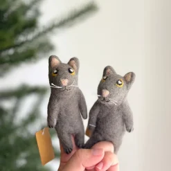 Felt Gray Cat Finger Puppet><noscript><img width=