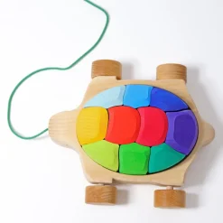 Grimm's Rainbow Turtle Pull-Toy and Building Blocks>Grimms Fashion