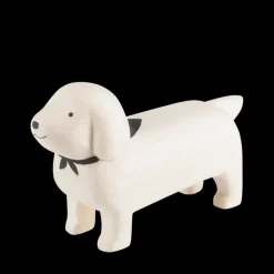 Handmade Tiny Wooden Animals - White Dachshund Dog>T-Lab Online