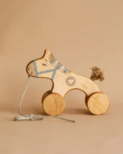 Handmade Wooden Horse Pull Toy | Blue>Friendly toys Online