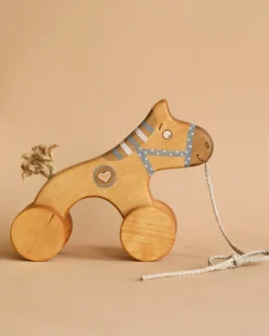 Handmade Wooden Horse Pull Toy | Blue>Friendly toys Online