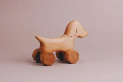 Handmade Wooden Mini Dog Push Toy><noscript><img width=