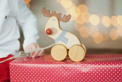 Handmade Wooden Reindeer Pull Toy><noscript><img width=