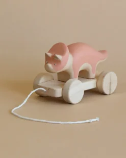 Handmade Wooden Triceratops Dinosaur Pull Toy With Built-In Magnets>Meshka And Friends Hot