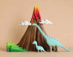 Handmade Wooden Volcano & Dinosaurs Set></noscript>Bumbu Toys Hot