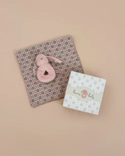 Bunny Rattle & Burp Cloth Set - Powder>Maileg Clearance