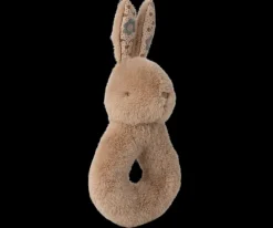 Bunny Rattle & Burp Cloth Set - Cream Peach><noscript><img width=