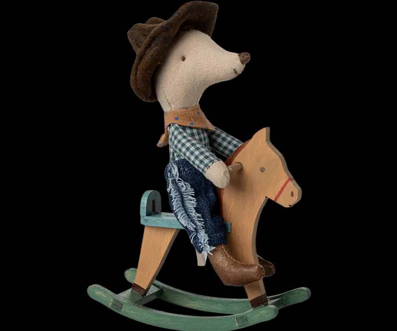 Cowboy Mouse On Rocking Horse, Little brother>Maileg Clearance