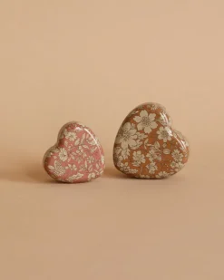 Metal Heart Box, 2 Piece Set - Ocher/Heather Blossom>Maileg Online
