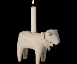 Wooden Candle holder - Off White Lamb>Maileg Hot