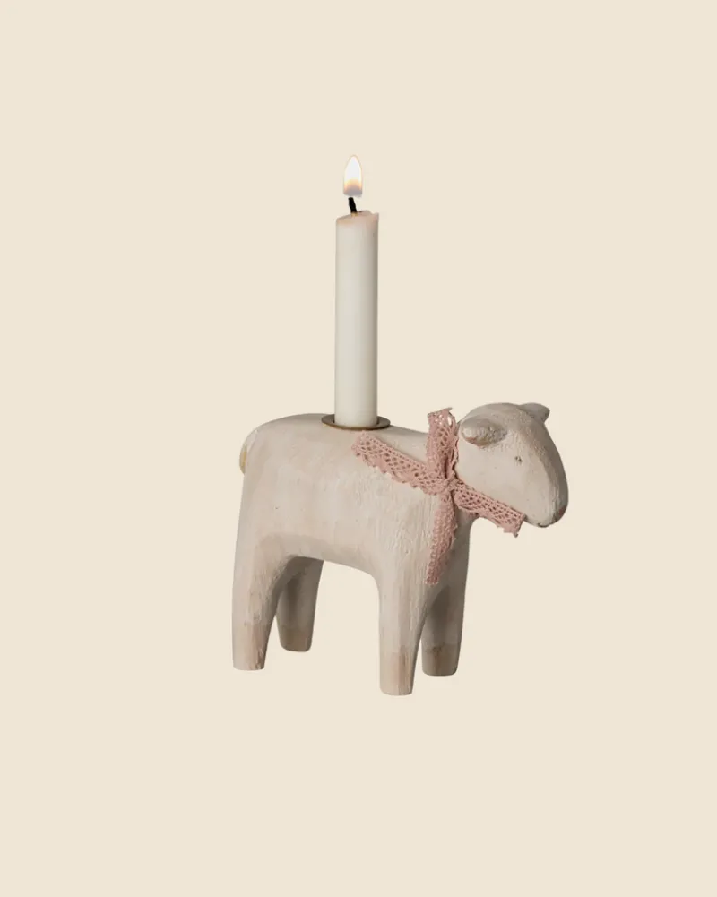 Wooden Candle holder - Rose Lamb>Maileg Hot
