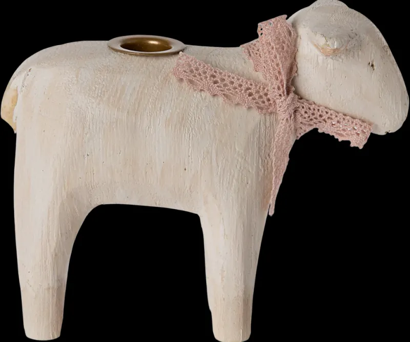 Wooden Candle holder - Rose Lamb>Maileg Hot