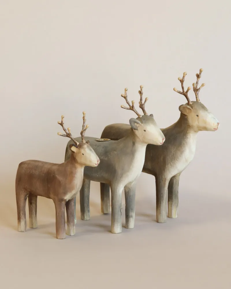 Wooden Reindeer Candle Holder>Maileg New