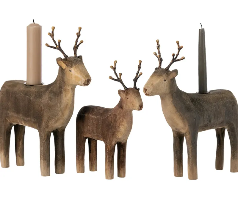 Wooden Reindeer Candle Holder>Maileg New