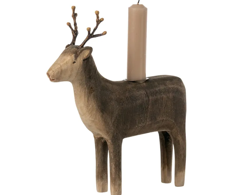 Wooden Reindeer Candle Holder>Maileg New