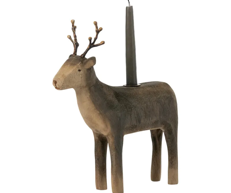 Wooden Reindeer Candle Holder>Maileg New