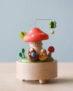 Mini Wooden Mushroom & Hedgehogs Music Box>Wooderful Life Online