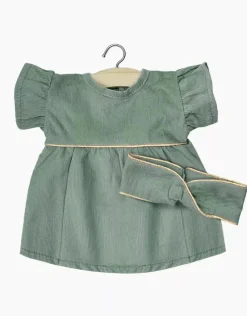 Doll Clothing | Daisy Dress & Headband in Cotton - Sage Green>Minikane Discount