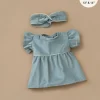 Doll Clothing | Daisy Dress & Headband in Cotton - Sage Green>Minikane Discount
