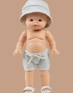 Doll Clothing | Emile & Ida, Sun 3-piece Swimsuit Set in Terrycloth - Green Tea>Minikane Fashion