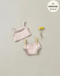 Doll Clothing | Les P'tits Basiques, 2-Piece Set in Ribbed Cotton - Petal Pink>Minikane Discount
