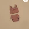 Doll Clothing | Les P'tits Basiques, 2-Piece Set in Ribbed Cotton - Brown Sugar>Minikane Outlet