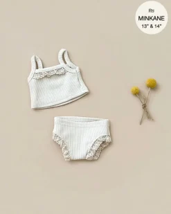 Doll Clothing | Les P'tits Basiques, 2-Piece Set in Ribbed Cotton - Linen>Minikane Best