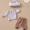 Doll Clothing | 3-Piece Set in Ribbed Cotton - Brown Sugar & Petal>Minikane Best