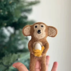 Monkey Holding Banana Finger Puppet>Deer Harbour Design Online