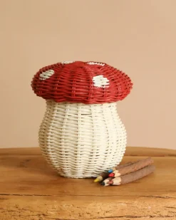 Mushroom Basket With Coloring Pencils- Red>Olli Ella Hot