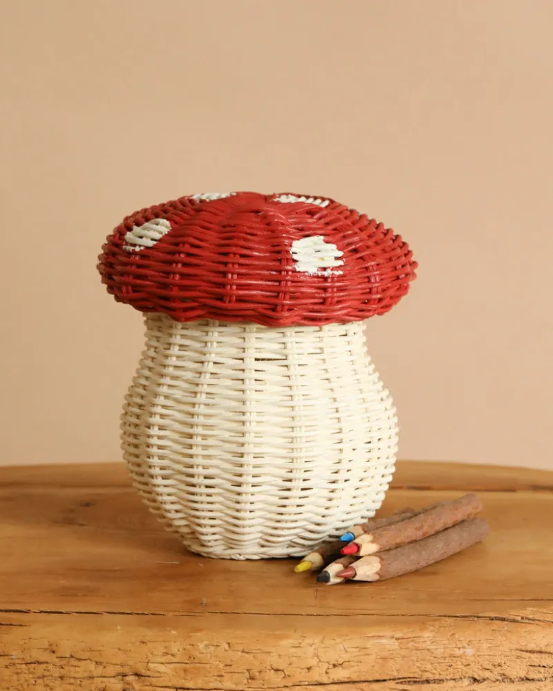 Mushroom Basket With Coloring Pencils- Red>Olli Ella Hot