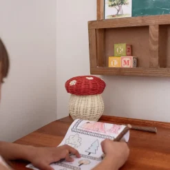 Mushroom Basket With Coloring Pencils- Red><noscript><img width=