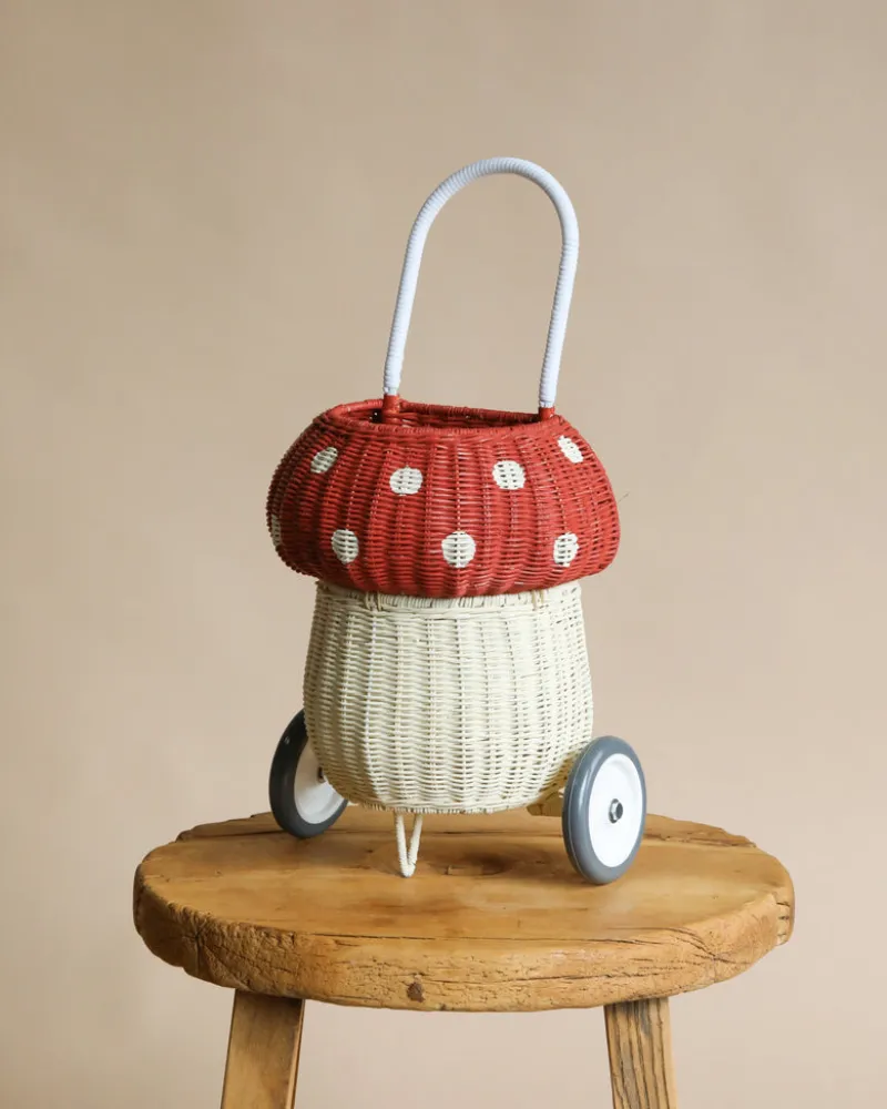 Rattan Mushroom Luggy - Red>Olli Ella New