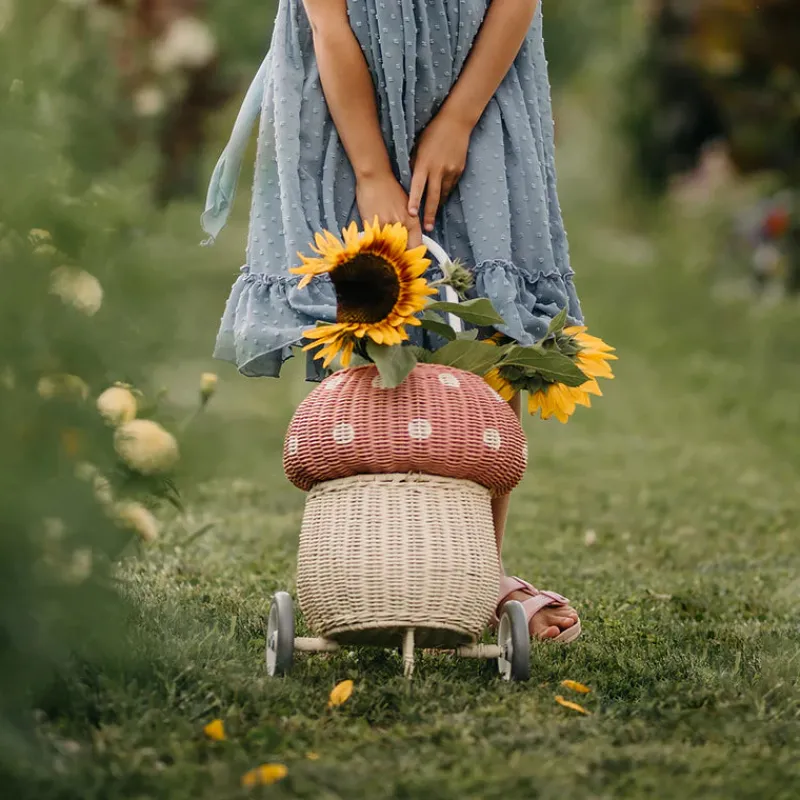 Rattan Mushroom Luggy - Pink>Olli Ella Sale