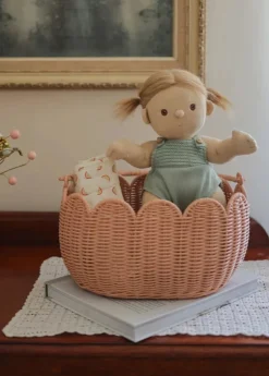 Scalloped Petal Basket - Seashell Pink>Olli Ella Fashion