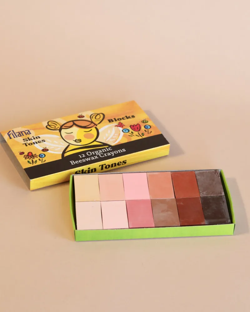 Organic Beeswax Crayons: 12 SkinTones in Blocks>Filana Outlet