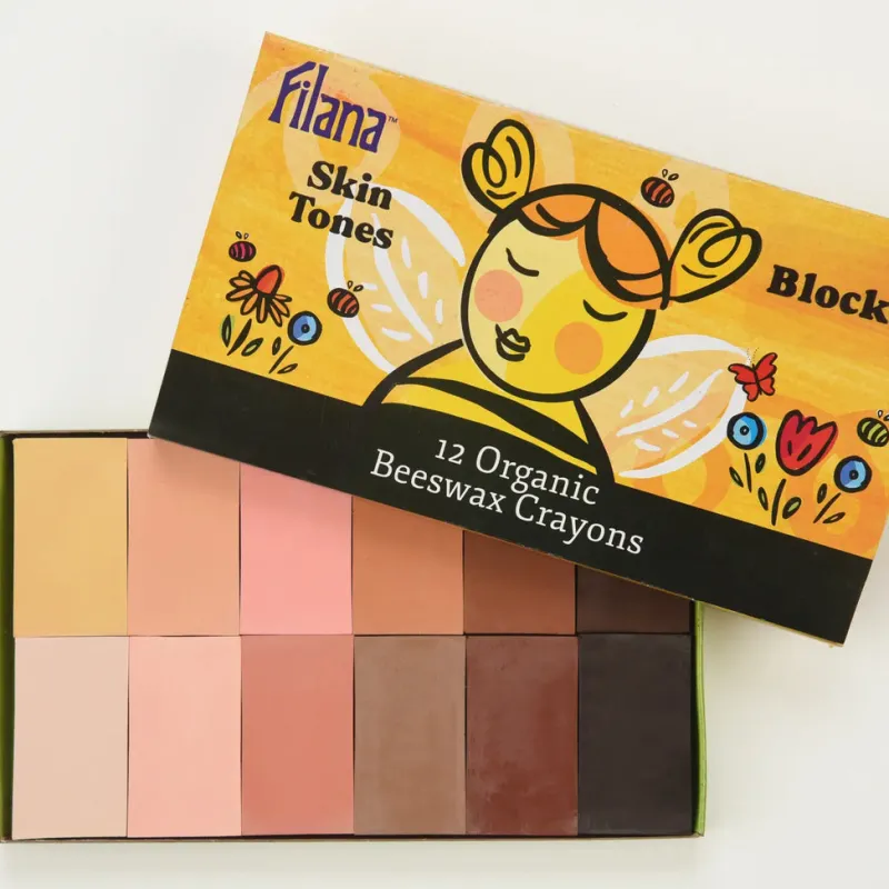 Organic Beeswax Crayons: 12 SkinTones in Blocks>Filana Outlet