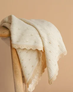 Organic Pointelle Cotton Knit Baby Blanket>New Grain Best