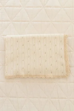 Organic Pointelle Cotton Knit Baby Blanket><noscript><img width=