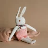 Cream Rabbit in Hand Knit Overalls>Polka Dot Club Best