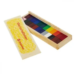 Wax Block Crayons Wooden Box - 24 Assorted><noscript><img width=