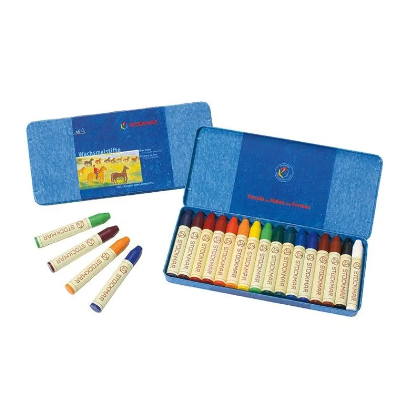 Wax Stick Crayons Tin Case - 16 Assorted>Stockmar Hot