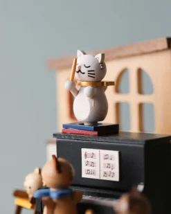 Wooden Cat Playing Piano Music Box><noscript><img width=