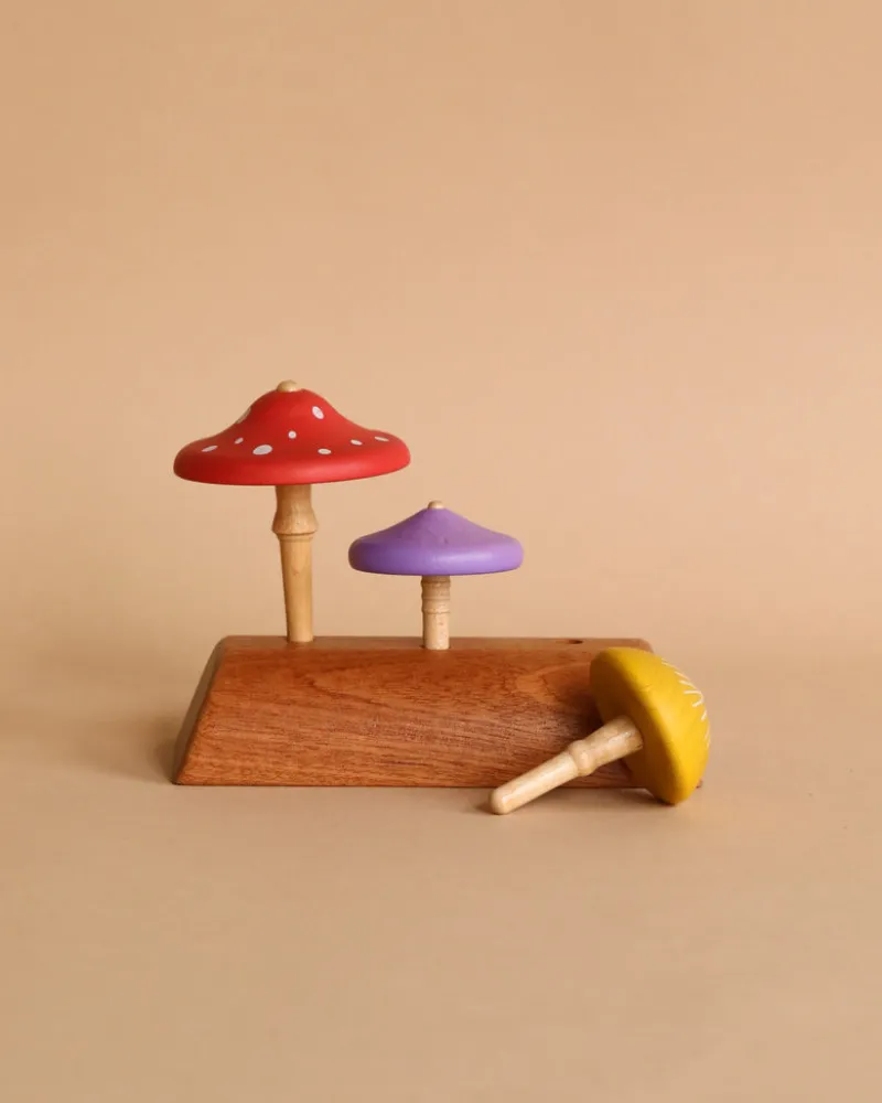 Wooden Mushroom Spinning Top Set>Wooderful Life Best