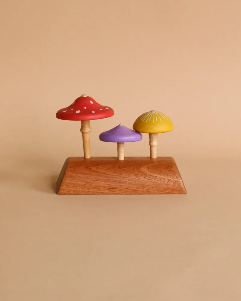 Wooden Mushroom Spinning Top Set>Wooderful Life Best